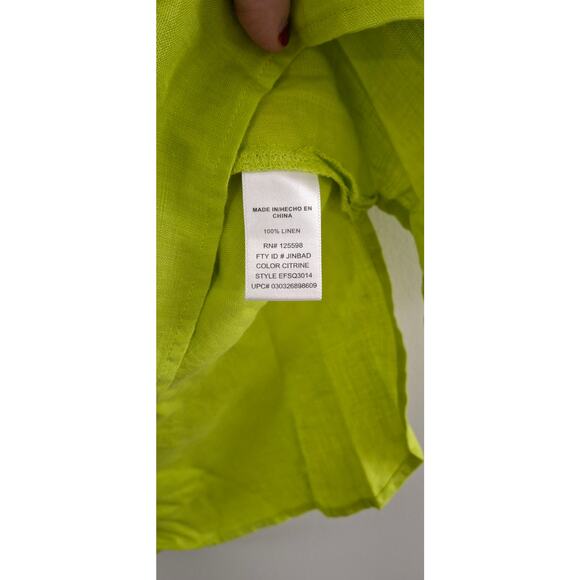 Ellen Tracy Women's Citron Green Linen Long Shirt Zip Up Med. - Picture 4 of 8